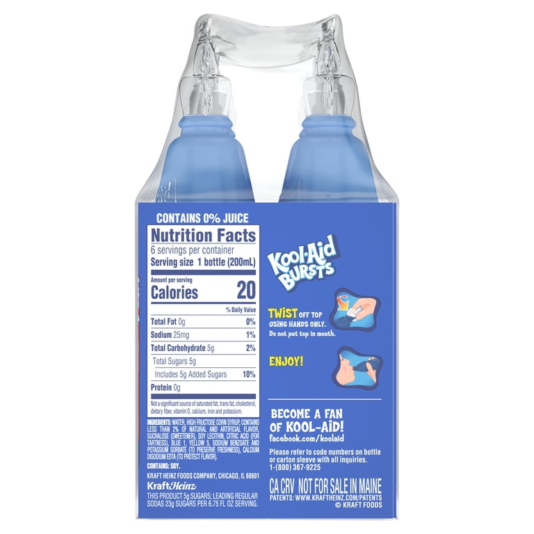 Kool-Aid Bursts Berry Blue Soft Drink, 6.75 oz, 8 Pack photo 5