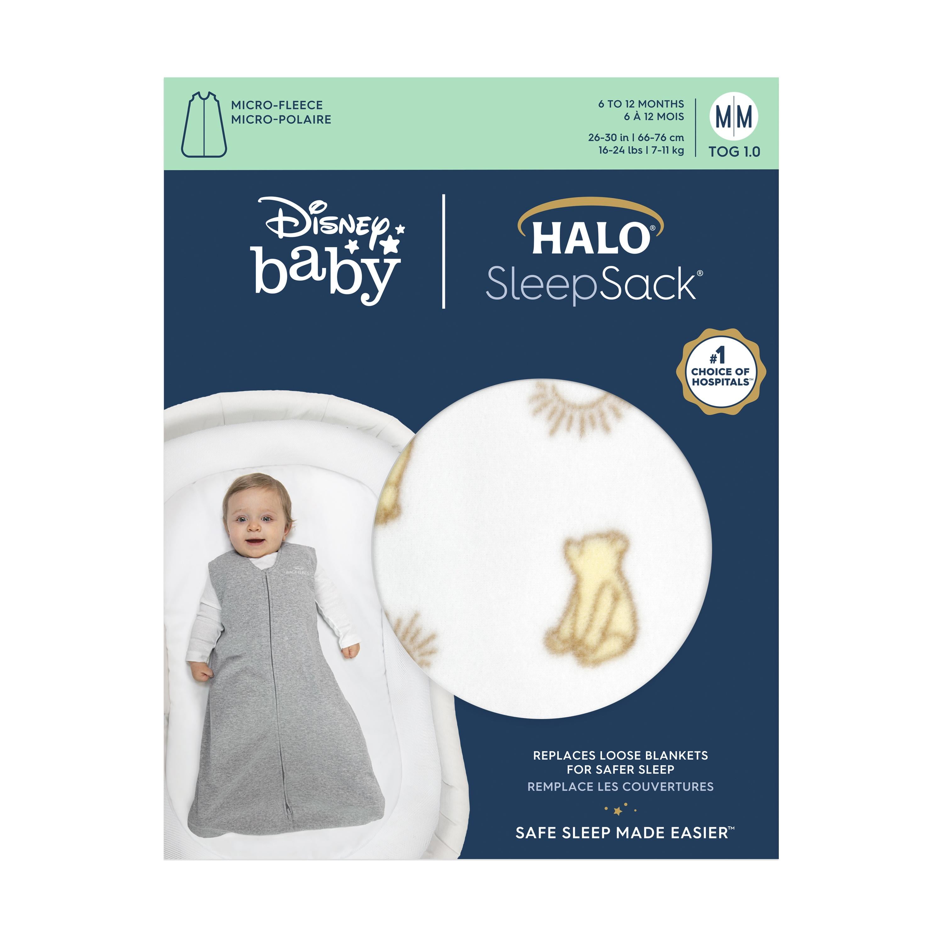 Disney x HALO Baby Gender Neutral Sleepsack Wearable Blanket Micro Fleece, Sizes M (6/12 Months) - XL (18/24 Months)