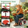 thumbnail image 4 of Topbuy Rolling Garden Cart Wagon Scooter w/ 360° Swivel Seat & Storage Tray & Basket Red, 4 of 9