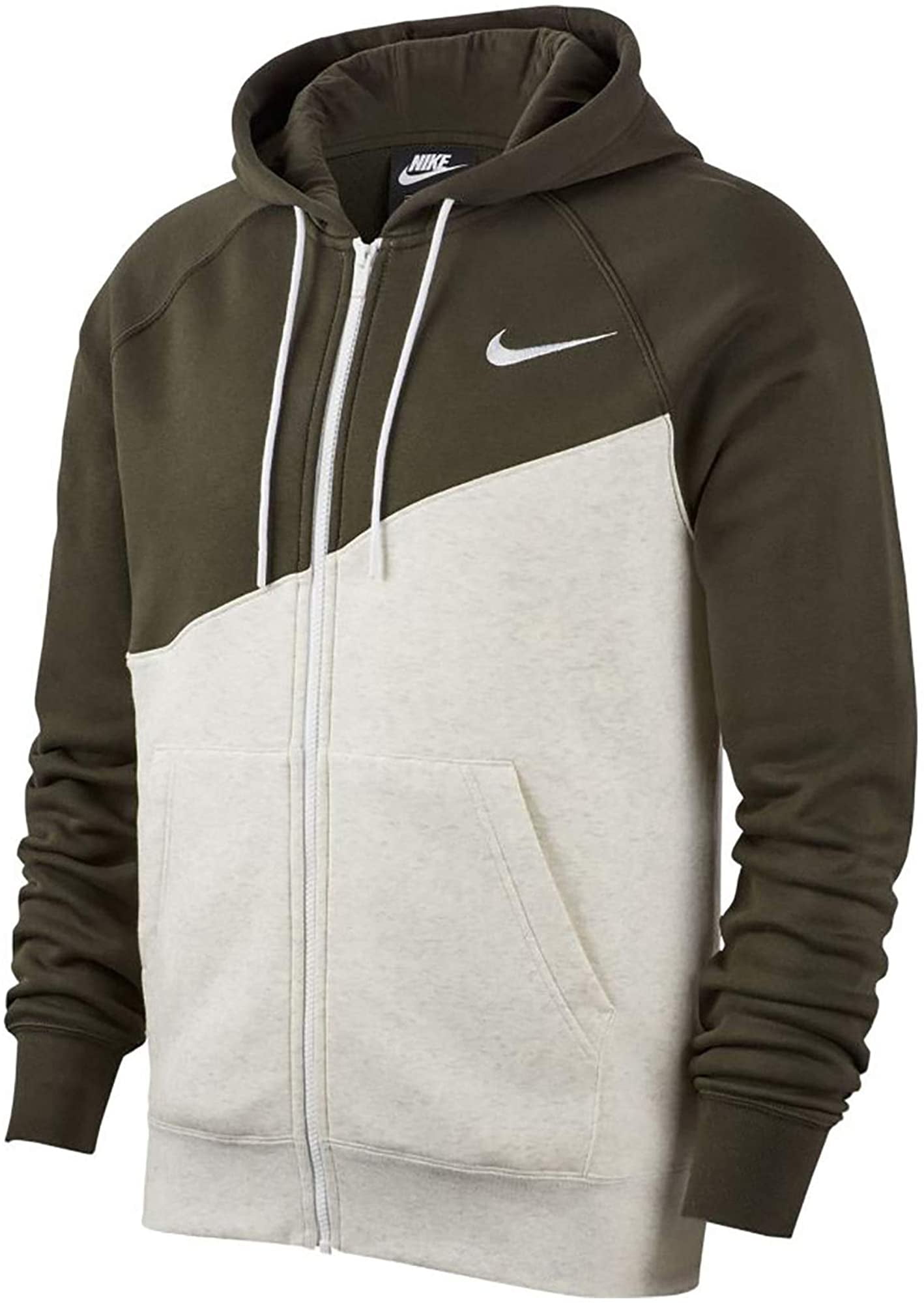 nike mini swoosh high neck long sleeve top in oatmeal