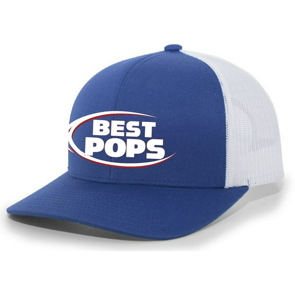 Mens Best Pops Ever Hat Embroidered Funny Blue American Can Logo Parody Mens Baseball Cap Mesh Snap Back Trucker Hat-Royal Blue-small