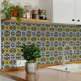 thumbnail image 3 of Mi Alma Blue/Yellow Floral Retro Peel & Stick Tiles - Vinyl Backsplash 8x8, 3 of 11