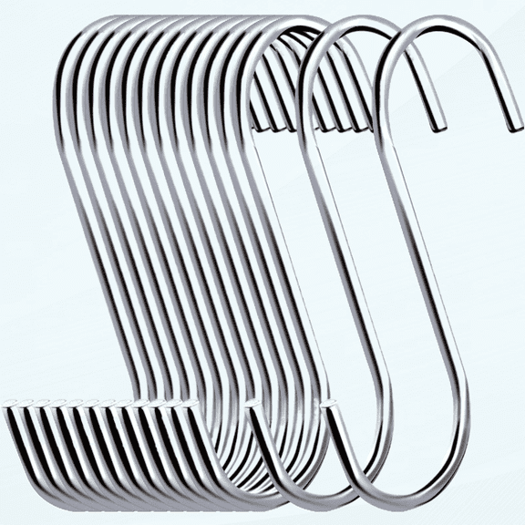 30 Pack S Hooks Black Steel S Shaped Hooks for Hanging Pans Pots Plants Bags Towels Heavy Duty Kitchen Hooks Hanger, Large 3.7 inch
