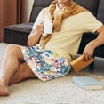 thumbnail image 3 of Mens Pajama Pants - Colorful Chameleons Sleep Shorts Mens Pajama Shorts, Comfy Pj Pants for Mens Lounge Shorts, 3 of 5