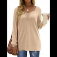 thumbnail image 2 of Blusa Elegante Informal con Cuello en Forma de Corazón y Larga para Mujer, Color Liso, Estilo Túnica, Tipo Suéter. Crema XXL, 2 of 5