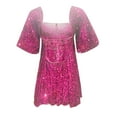 thumbnail image 6 of IROINNID Sequin Dress for Women Party Holiday Night Solid Sequin Party Dance Short-Sleeved Dress Sequin Dress,Pink, 6 of 6