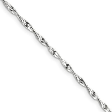 Sterling Twisted Heart Bracelet - 2mm, Sterling Silver Twisted Solid Herringbone Chain Bracelet, 7 Inch