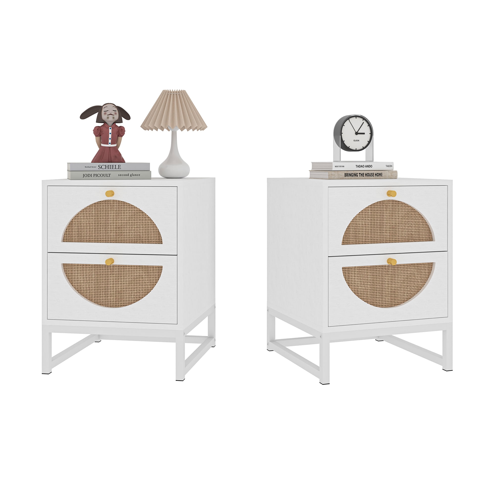 YYAo Nightstand Side Table Set of 2, End Table with 2 Drawer, End Table for Bedroom, White Side Table YYAo Nightstand Side Table Set of 2, End Table with 2 Drawer, End Table for Bedroom, White Side Table
