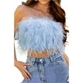 thumbnail image 3 of Luiryar Women Sleeveless Feather Furry Tube Top Spaghetti Strap/Strapless Crop Tube Top with Fur for Party Club Streetwear, 3 of 5