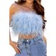thumbnail image 3 of VISgogo Tops de tubo para mujer, decoración peluda de color sólido para adultos sin mangas con hombros descubiertos y espalda descubierta, tops cortos ajustados VISgogo moda, 3 of 9