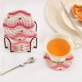 thumbnail image 5 of Haosy Set of 6 Drink Woven Coaster with Holder Heat Resistant Non-Slip Bar Coasters 4 Inches Wavy Lines and Heart, 5 of 7