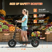 SISIGAD Electric Scooter with Seat, 650W Motor up to 19 Mph and 20 Miles Long Range, Commuter Electric Scooter for Adults, Large Basket