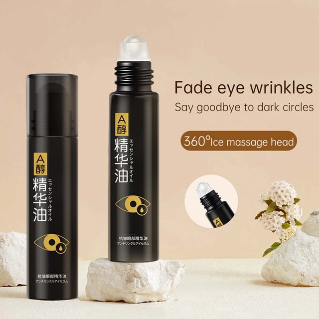 Fiudx Aceite Iluminador para Ojos, Suero Antiojeras, Crema Reafirmante para Ojos, Hidrata y Revitaliza La Delicada Mirada, Uso Diurno y Nocturno, Cabezal de Masaje Giratorio de 360 Grados.