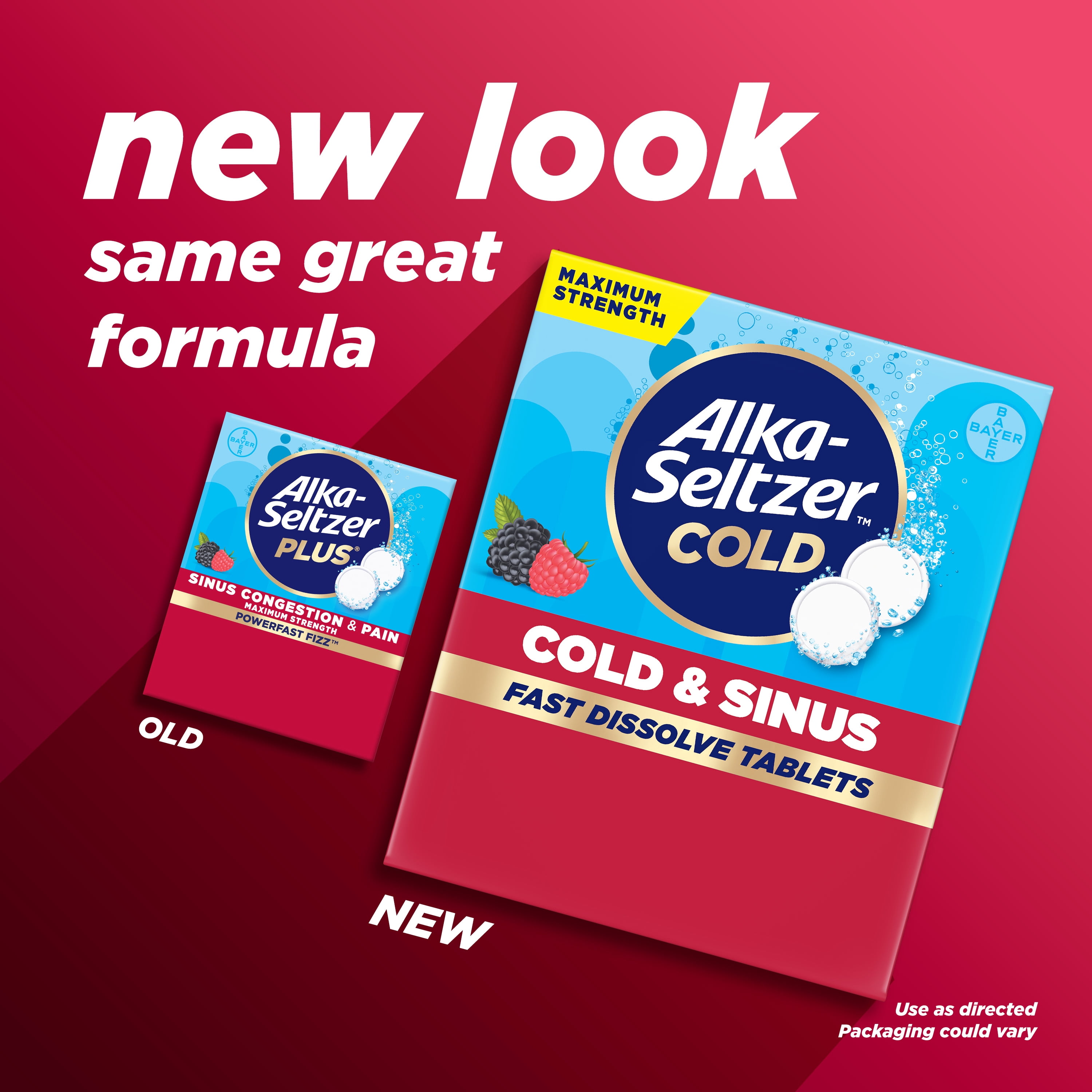 Alka-Seltzer Cold, Cold & Sinus Max Strength Fast Dissolve Tabs, Berry Flavor, 24