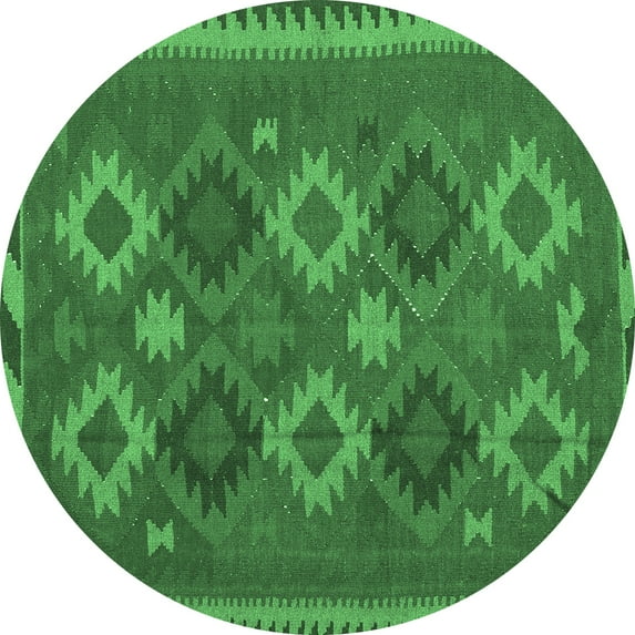 Ahgly Company Indoor Round Oriental Emerald Green Traditional Area Rugs, 8' Round