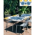 thumbnail image 3 of Blue Yellow Floral Spring Rectangle Tablecloth, Waterproof Elastic Fitted Table Covers for 5 Foot Tables, 30x60inch Decorative Tablecloths for Picnic, Camping, Outdoor, Elegant Botanical Summer, 3 of 6