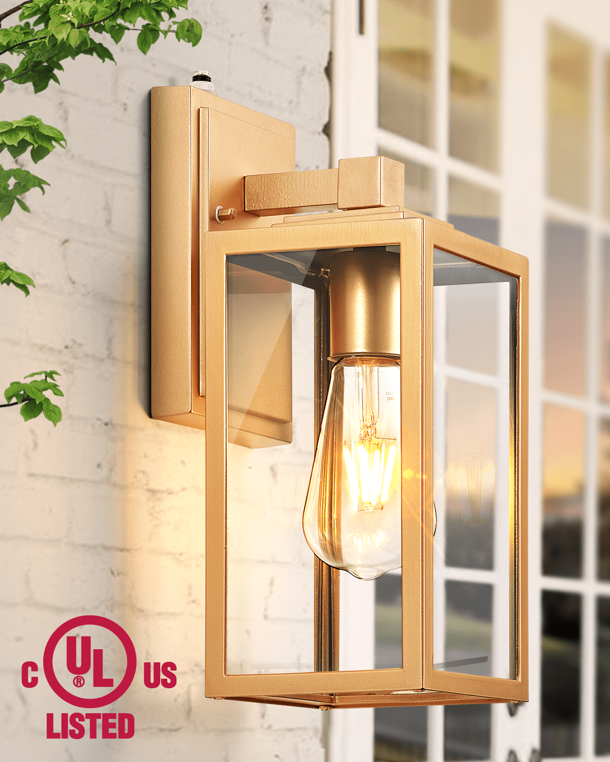 VIANIS Gold Outdoor Wall Light Dusk to Dawn , Exterior Wall Mount Sconces Lanterns Fixture for House, Golden Waterproof Aluminum Outside Wall Lamps for Patio, Porch Lighting for Garage Entryway