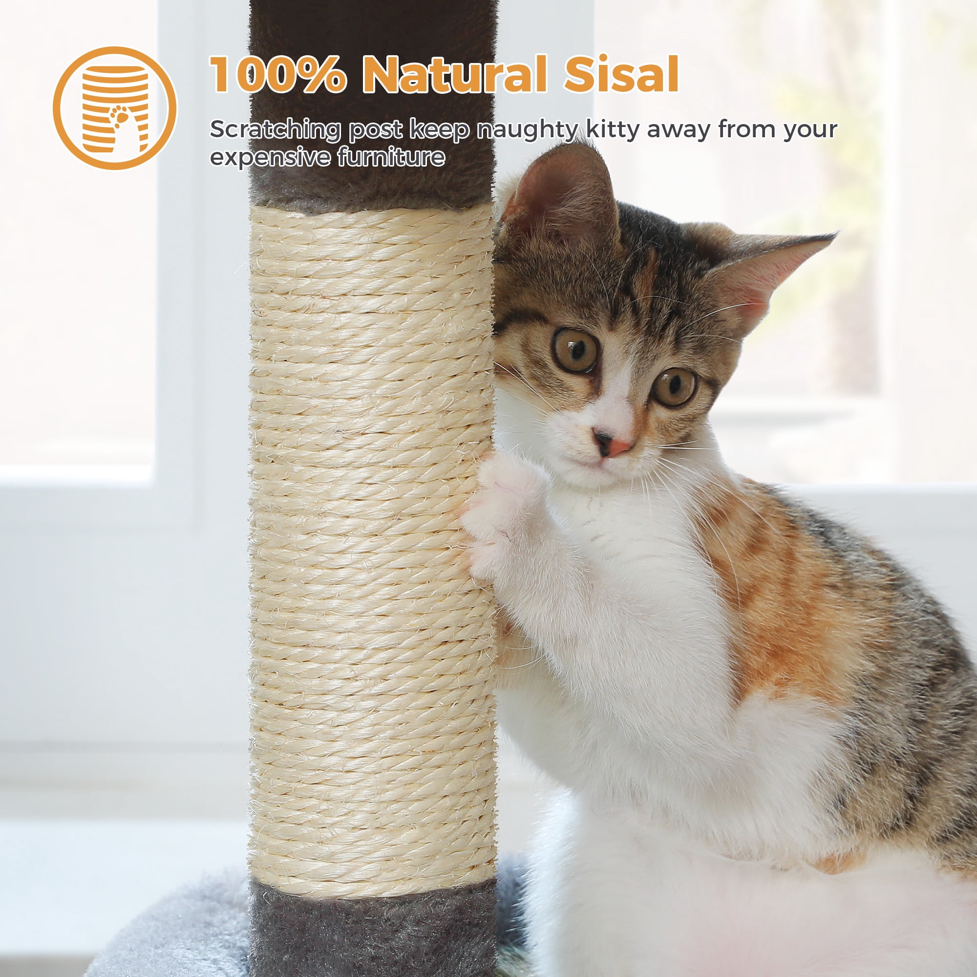 PAWZ Road 27" Cat Tree Tower with Large Perch, Scratching Posts, Cat Condo for Medium Cats, Dark Gray