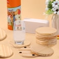 thumbnail image 4 of Lingstar Diy Round 20-Piece Craft pendant Wood Beige Coasters, 4 of 7