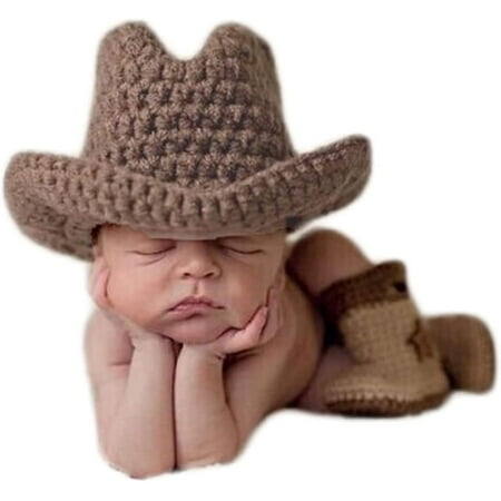 

ZAGHNRENJ Newborn Photography Props Outfits Boy Cowboy Crochet Knitted Hat Boots Set Baby Photo Shoot Costume Accessories ACE-137