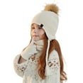 thumbnail image 2 of Little Girl Winter Hat with Ear Flaps Gloves Scarf Set, Knitted Lined Beanies Cap for 4-10 Years Girls Boys, 2 of 8