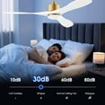 thumbnail image 6 of 52 Inch Smart Gold White Ceiling Fans with Lights and Remote, Quiet DC Motor,High CFM,Control with WIFI Alexa APP,Modern Indoor outdoor Ceiling Fans with Dimmable LED Light for Bedroom Patio Porch, 6 of 7