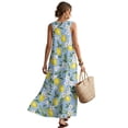 thumbnail image 2 of Xixirimido Lemon Cherry Blossom Blue Print Maxi Dress for Women Crewneck Sleeveless A-line Casual Dresses Summer Beach Vacation Long Dresses Flowy Sundress with Pockets, Size S, 2 of 7