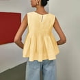 thumbnail image 5 of FRSASU Womens Summer Pleated Peplum Sleeveless Blouse Tank Tops Solid Round Neck Shirt Yellow XS(XS), 5 of 5