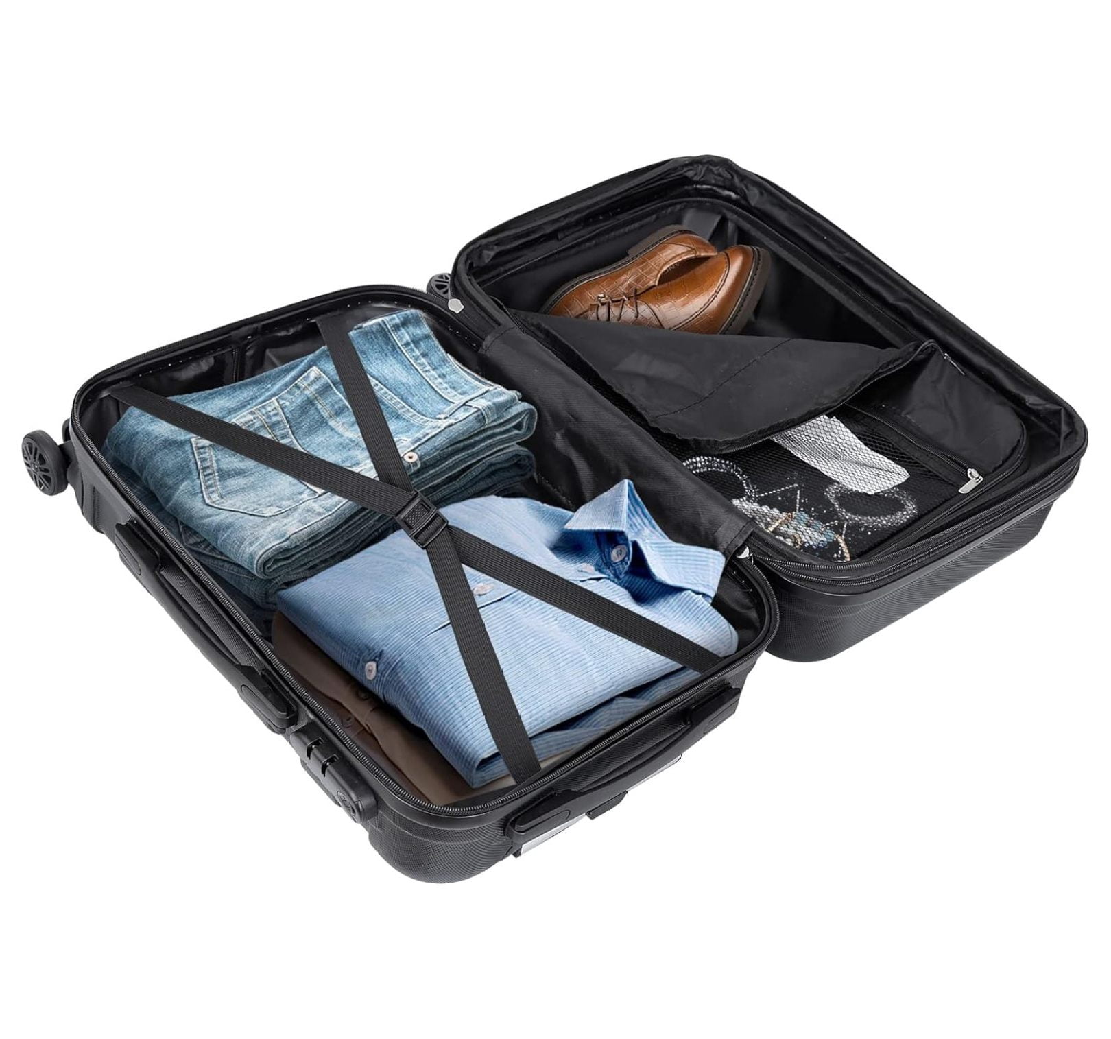 22 Inch Hardside Expandable Luggage ,Carry On Luggage With Spinner Wheels,Travel Suitcase Black