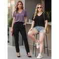 thumbnail image 5 of MOYIKO Blouses for Women Short Sleeve Shirts Dressy Casual V Neck Tunic Tops with Pleats, 5 of 7