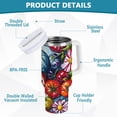 thumbnail image 2 of Yayeee 40oz Stainless Steel Tumbler with Straw and Handle Double-Wall Insulated Travel Water Bottle, Blue Floral Tomatoes, 2 of 8