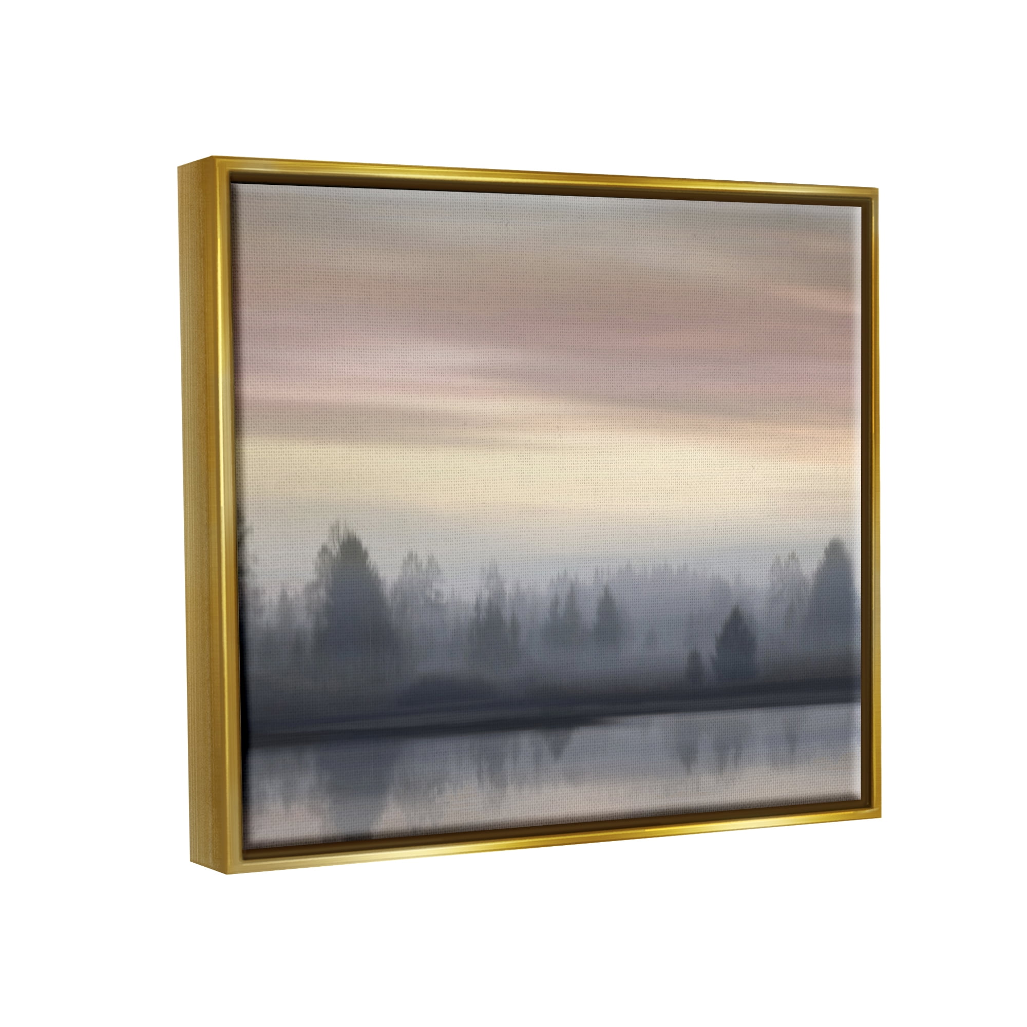 Stupell Industries Foggy Pond Reflection Nature Photography Gold Floater Framed Art Print Wall Art, 21 x 17