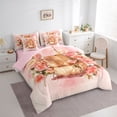 thumbnail image 2 of Erosebridal Cute Capybara Bedding Comforter Set 7pcs For Teens,Romantic Flowers Roses Queen Bedding Sets For Kids Boy Girls,Pink Reversible, 2 of 6