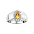 thumbnail image 1 of RYLOS Men's Rings Sterling Silver Classic Halo Of  Diamonds 7X5MM Oval Gemstone Ring Citrine November Birthstone Rings For Men Size 13, 1 of 7