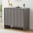 thumbnail image 6 of Wirrytor Cream Style Minimalist Sideboard Cabinet with Solid Wood Legs, Buffet Cabinet with Adjustable Shelves, Large Storage Cabinet with Wave Doors for Living Room,Grey, 6 of 12