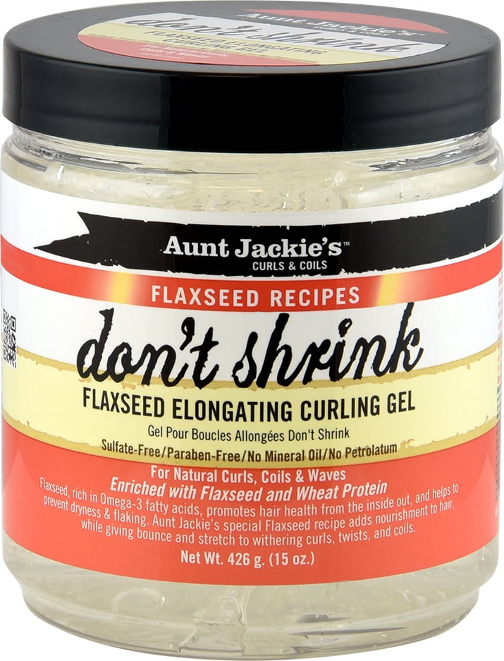 Aunt Jackie's Curls & Coils Flaxseed Recipes Don't Shrink Elongating Curling & Nourishing Jar Hair Styling Gel with Wheat Protein, 15 oz