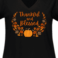 thumbnail image 4 of Inktastic Thankful and Blessed Pumpkin and Fall Leaves Women's Plus Size V-Neck T-Shirt, 4 of 5