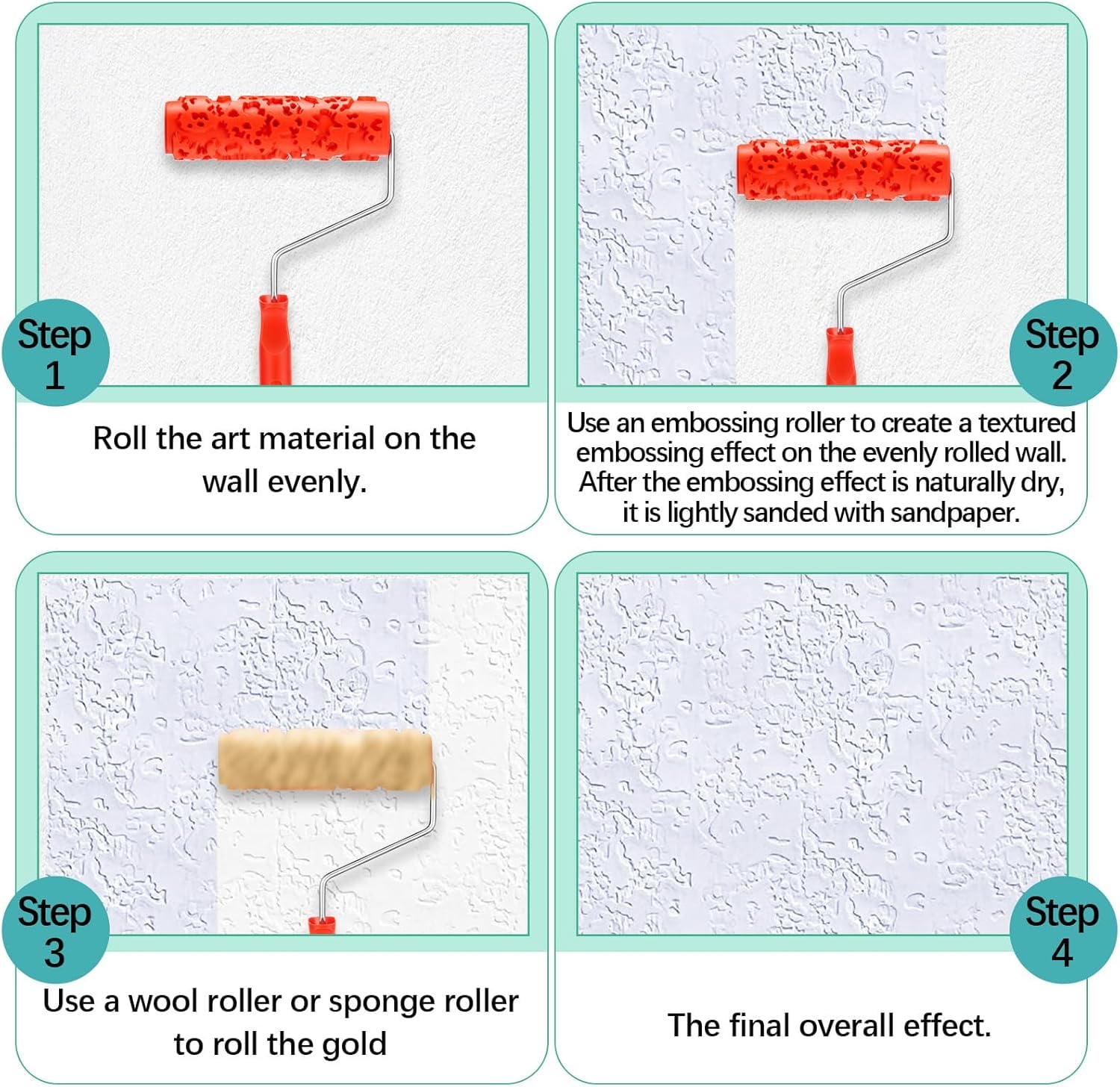 ABPETE 2 Pcs 7'' Texture Roller Pattern Paint Roller for Wall Decoration Classic Rubber Roller Texture Roller Tool to Add Design to Thick Slurry Elastomeric Coatings, Not Paint Rollers(Eg323t)