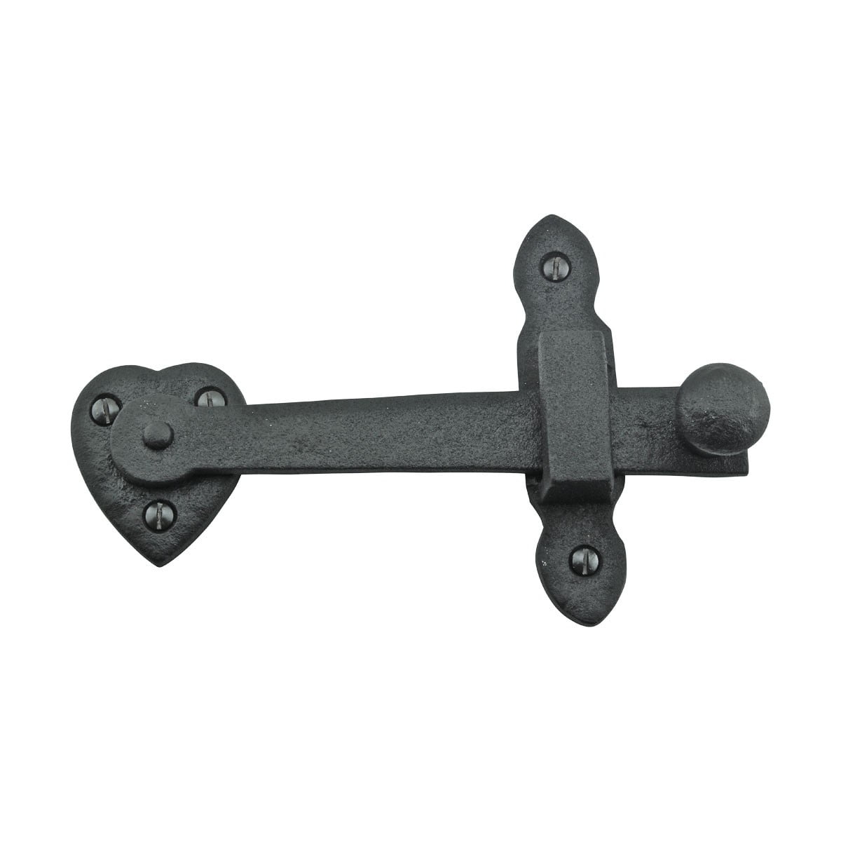 Black Wrought Iron Gate Flip Latch Decorative Antique Heart Style Medium to Light Duty 4" Tall Flip Door Locks Rust Resistant Latches w/Hardware Renovators Supply
