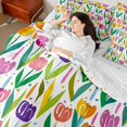 thumbnail image 4 of jejeloiu Watercolor Tulip 7pcs Bedding Comforter Set,Colorful Cartoon Flowers Queen Bedding Sets For Girls Teens Reversible, 4 of 8