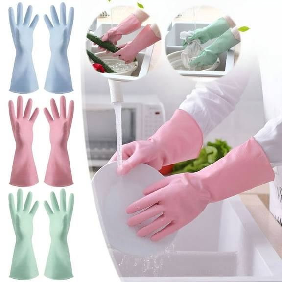 ACDANC 3-Pack Reusable Rubber Dishwashing Gloves - Latex Cleaning Gloves for Kitchen,Bathroom,and Household Chores - Extra Large Size