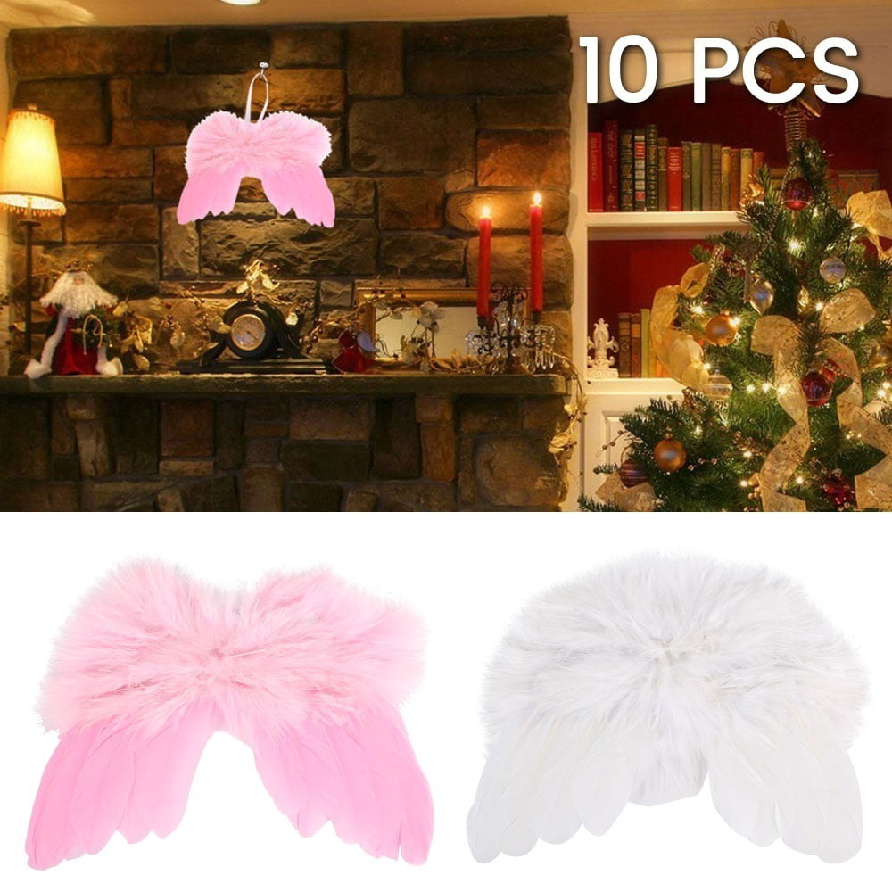 LARGE HANGING FEATHER ANGEL WINGS CHRISTMAS TREE DECORATION XMAS ORNAMENT BAUBLE 