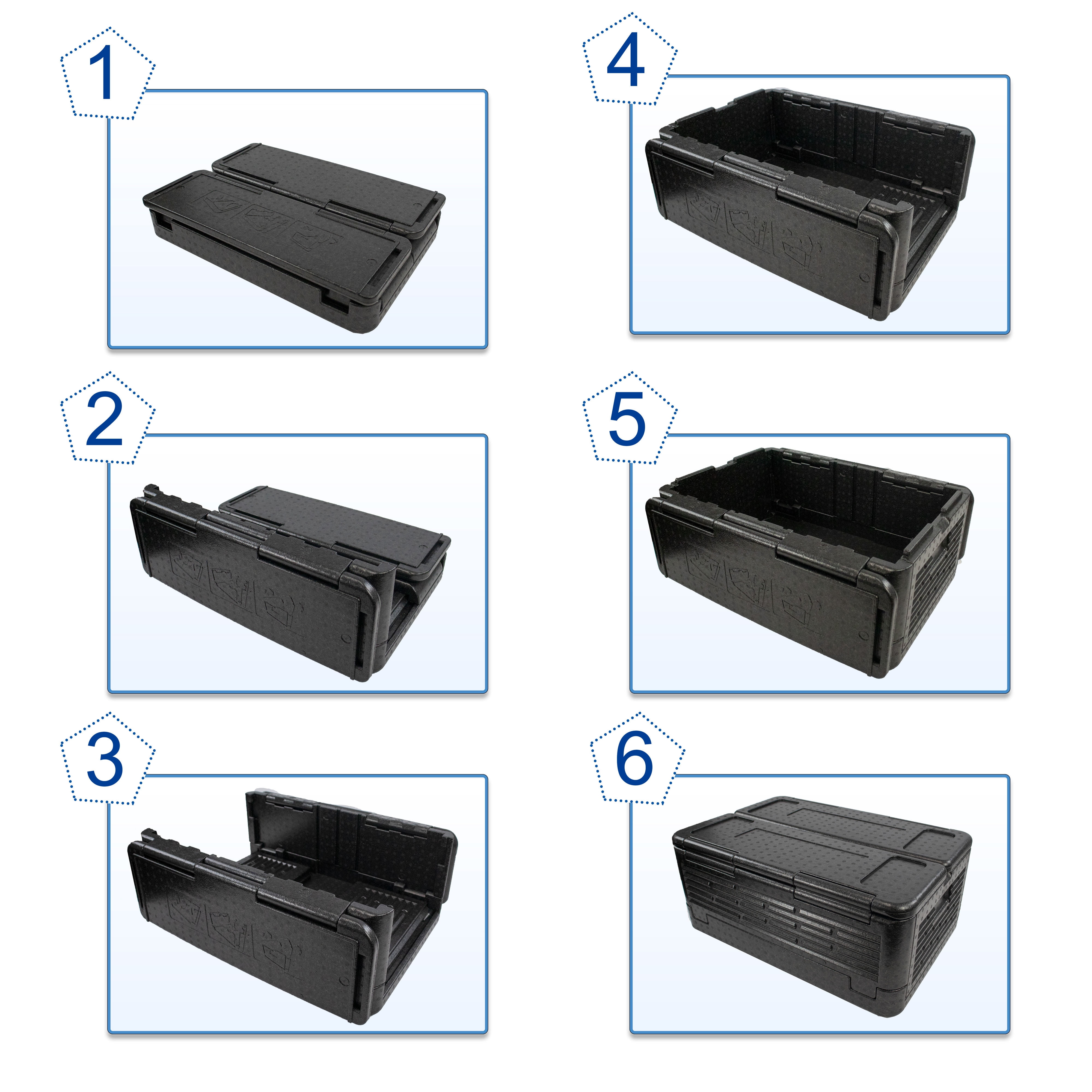 Collapsible Foam Cooler Chest Chill Box - X Large 10 x 24 x 16" - Insulated, Foldable, Portable, Lightweight, Iceless & Waterproof - Cold Or Hot Thermocooler Black X Large (64 Liters)