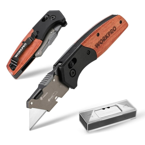 Navaja multiusos plegable WORKPRO Razor Blade con cierre de eje