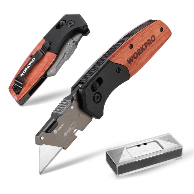 Navaja multiusos plegable WORKPRO Razor Blade con cierre de eje