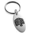 thumbnail image 1 of Stainless Steel Letter F Initial 3D Cube Box Monogram Engraved Small Oval Charm Keychain Keyring, 1 of 1