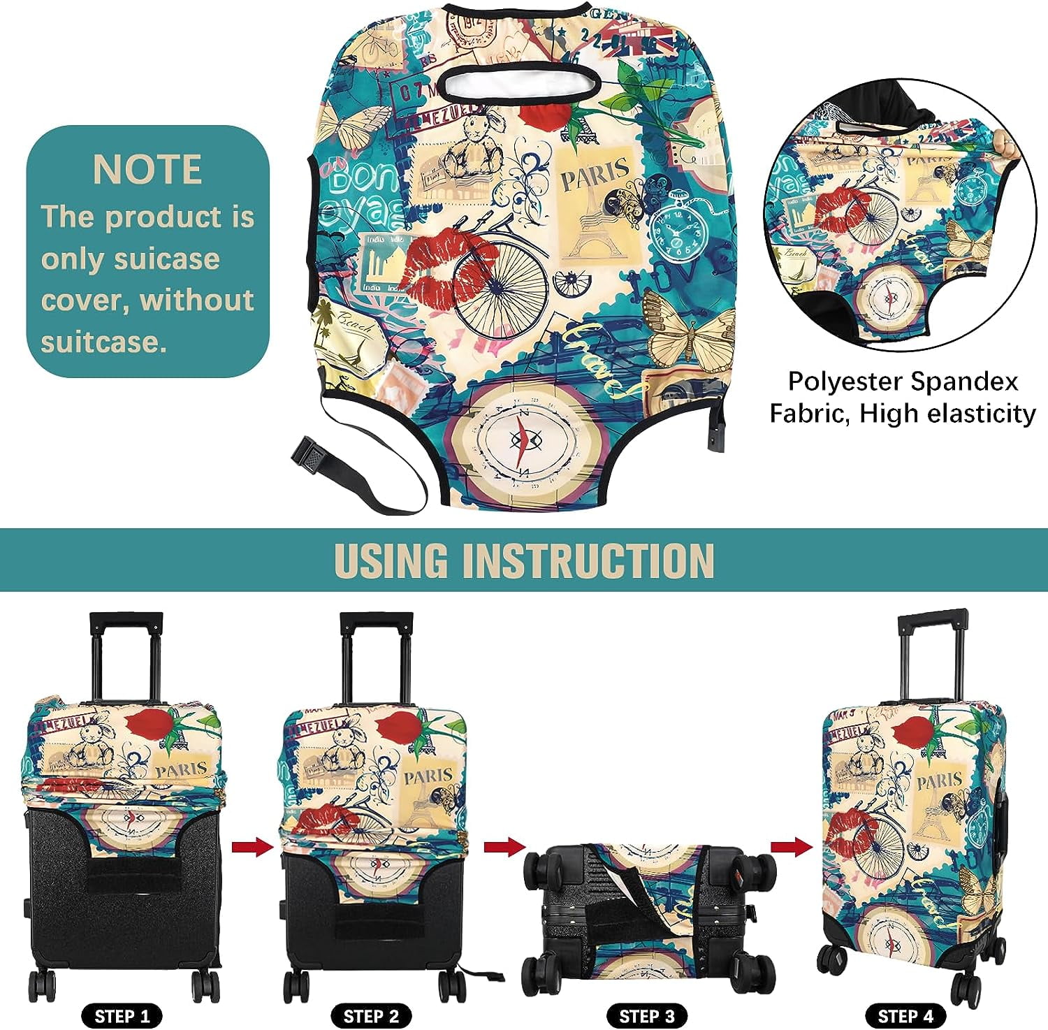 Luggage Cover Protector Travel Suitcase Covers Protective Skin for Carry On Baggage Fit 29-32 Inch Luggage