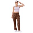 thumbnail image 4 of Womens Drawstring Sweatpants, High Waisted Lightweight Lounge Straight Leg Casual Pants with Pockets Coffee M, 4 of 8