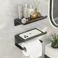 thumbnail image 2 of Cathoe Self Adhesive Toilet Paper Holder with Phone Shelf Wall Mounted Paper Roll Organizer, 2 of 5