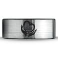 thumbnail image 2 of Tungsten Flower Lotus Heart in Hands Band Ring 8mm Men Women Comfort Fit Brushed Gray Flat Cut Black Polished, 2 of 4